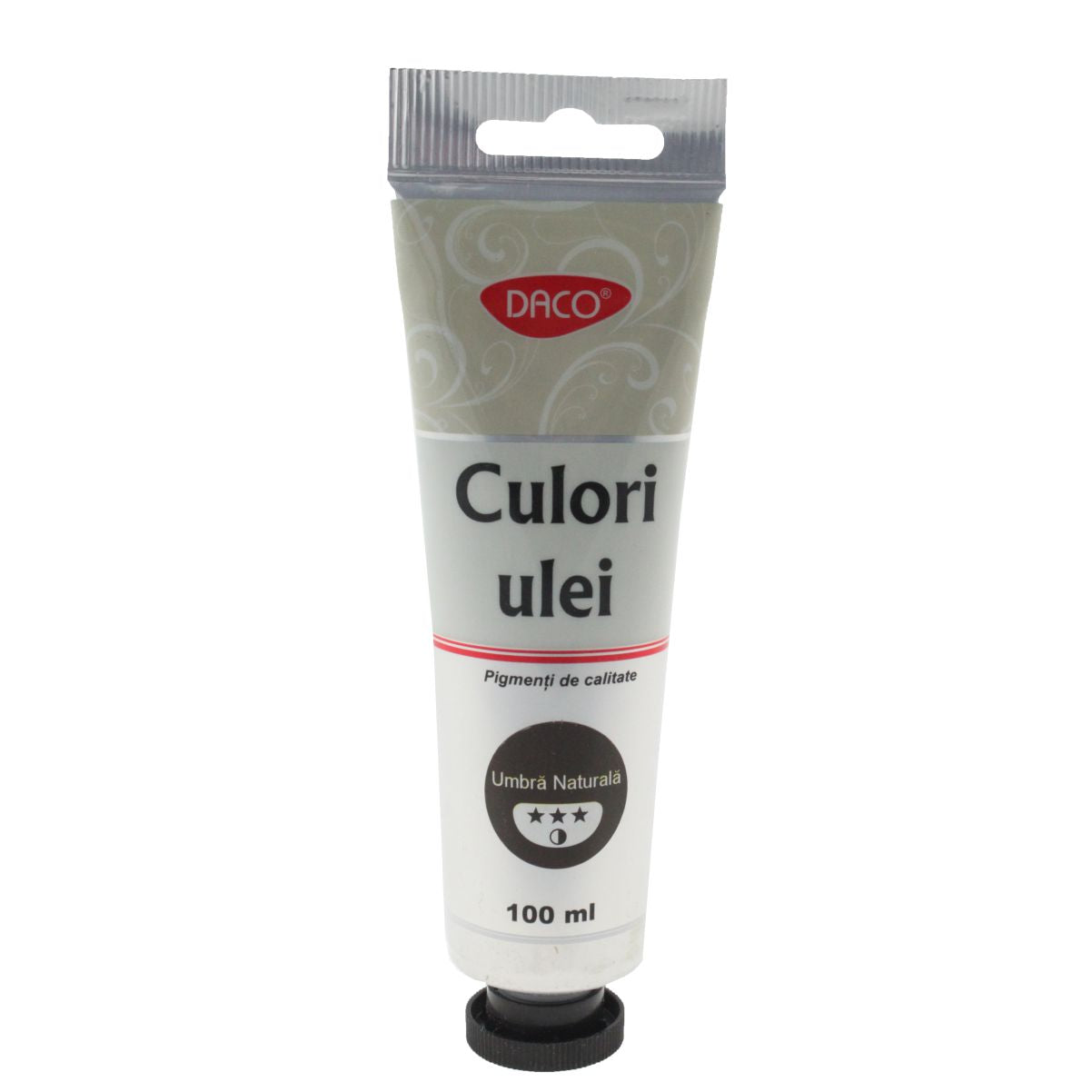 Tub mare 100 ml vopsea de ulei DACO culoare Umbra Naturala pigment pamantiu neutru pentru pictura pe panza portrete si umbre