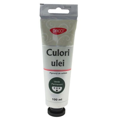 Tub mare 100 ml vopsea de ulei DACO culoare Verde Permanent pigment intens pentru pictura pe panza peisaje si vegetatie