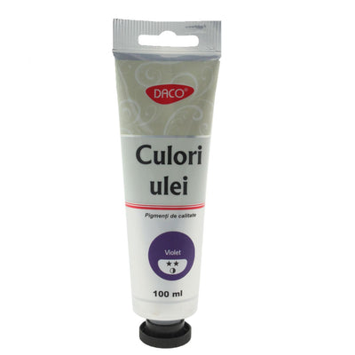 Tub mare 100 ml vopsea de ulei DACO culoare Violet pigment intens pentru pictura pe panza portrete si accente dramatice