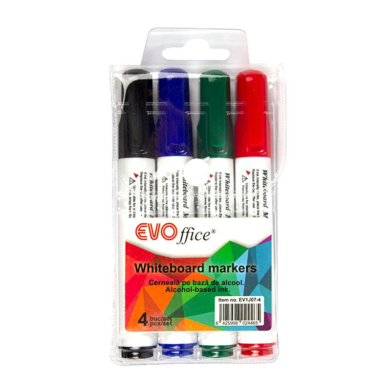 Set 4 culori whiteboard marker EVOffice